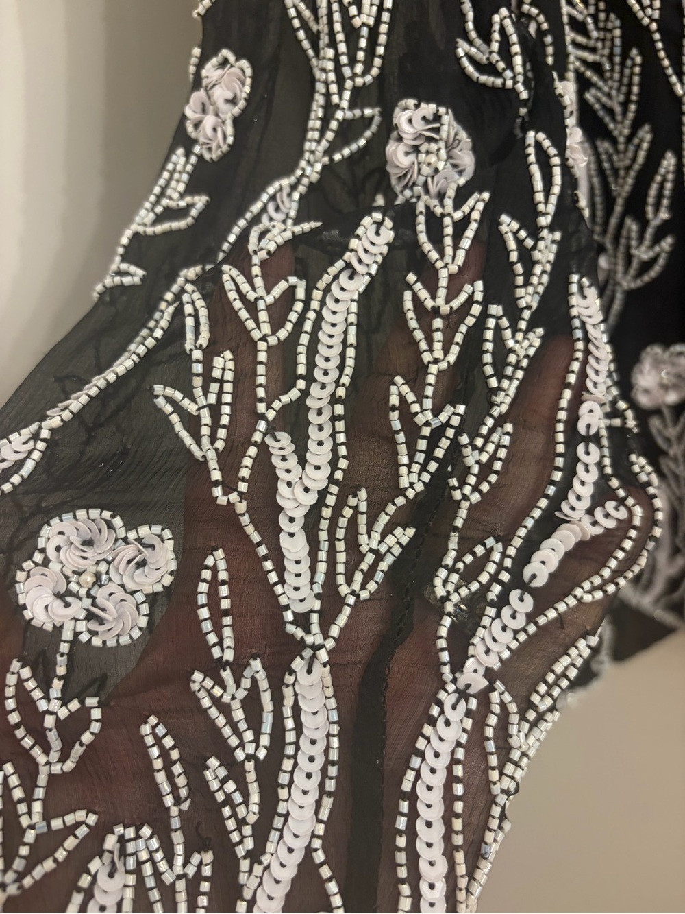 Stenay Black Blouse with White Floral Beading - Picture 4 of 6
